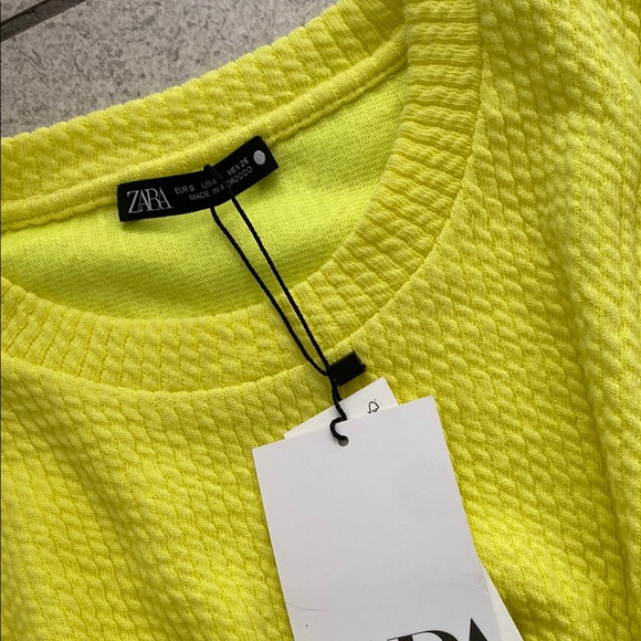 Zara Yellow Long Sleeve Crop Blouse - Picture 2 of 8